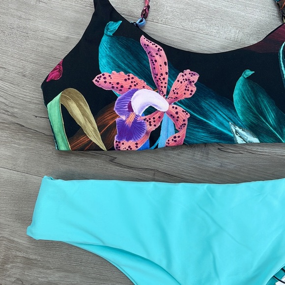 ☀️HURLEY☀️ ORCHID SNACK ADJUSTABLE HIPSTER SURF BOTTOM BIKINI SET - Picture 7 of 14